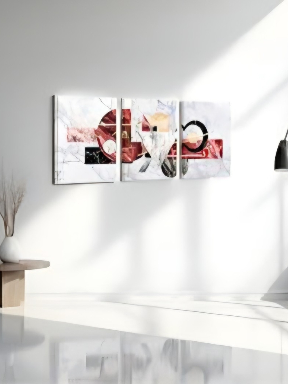 Chic Red, Black & White Modern Triptych Wall Art